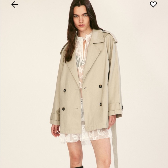 NEW BEIGE TRENCH COAT with TURTLESHELL ACCENTS - Picture 5 of 5